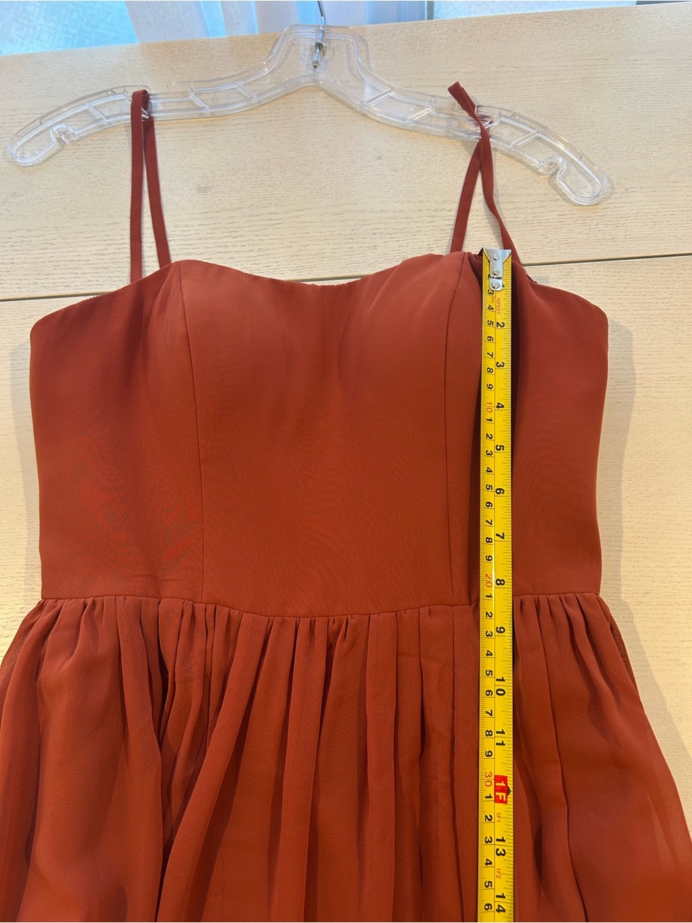Azazie Bridesmaid Spaghetti Strap Rust Maxi Dress - Picture 11 of 16